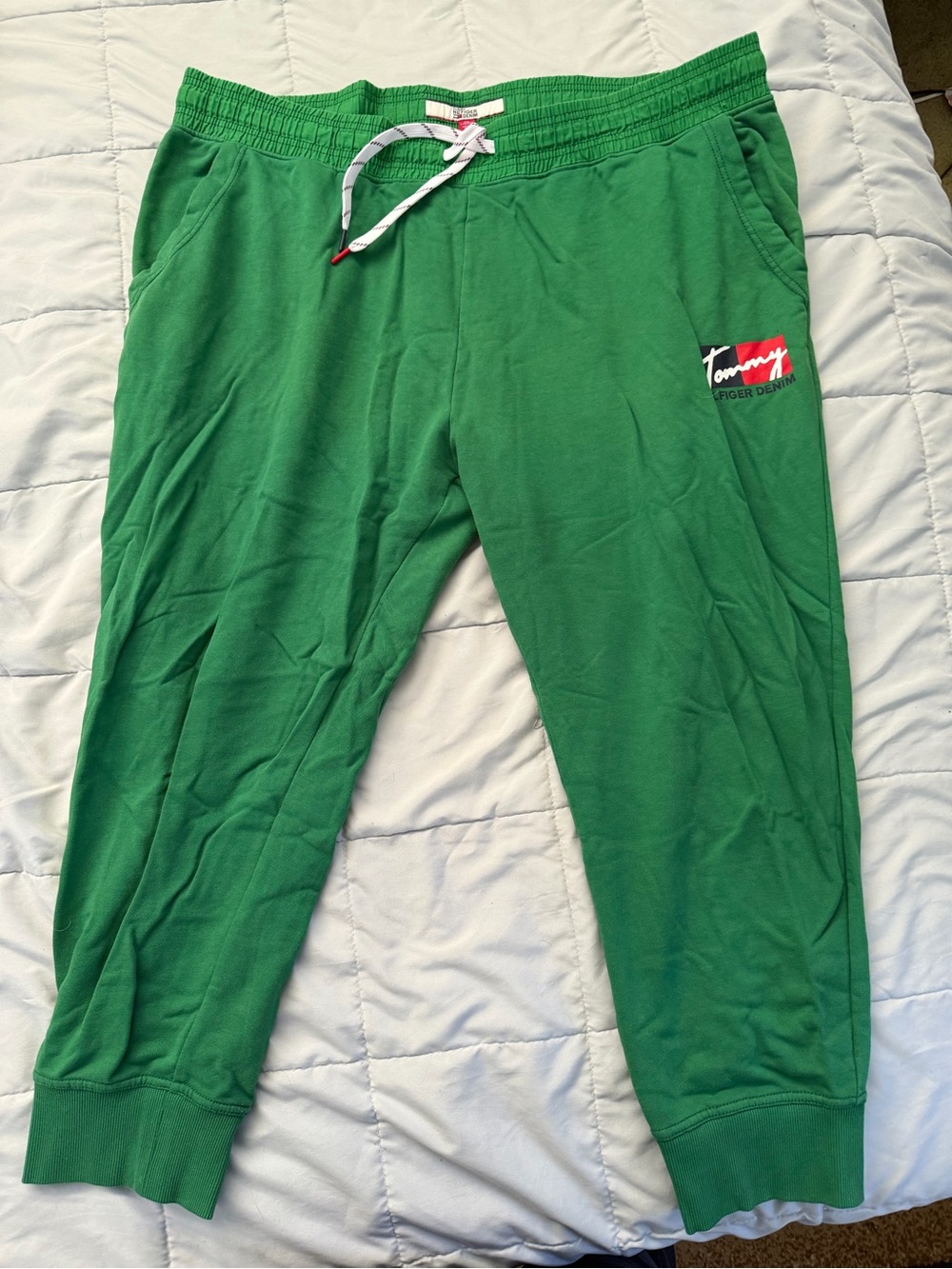 Tommy Hilfiger Green Drawstring Sweatpants with Logo Patch
